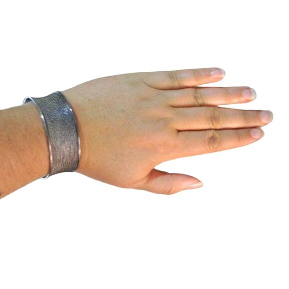 Huge Sterling Silver Wide Cuff Bracelet Bangle - Picture 9 of 9